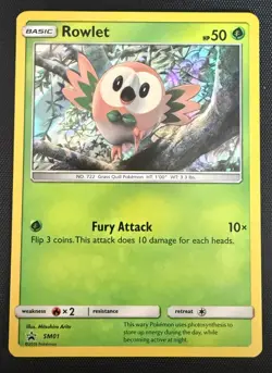 Rowlet - SM01 - Sun & Moon - Holo Rare - Near Mint/Light Play - Image 1