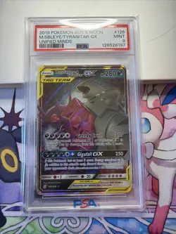 2019 POKEMON SUN & MOON UNIFIED MINDS #126 MEGA SABLEYE & TYRANITAR GX PSA 9 - Image 1
