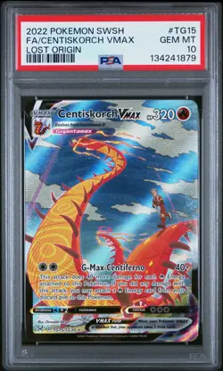 2022 POKEMON SWORD & SHIELD LOST ORIGIN #TG15 FULL ART/CENTISKORCH VMAX PSA 10 - Image 1