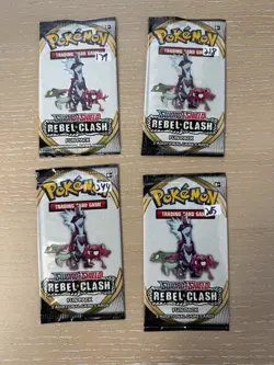 Pokemon Sword & Shield Rebel Clash Booster Pack Lot Of 4 Mini Factory Sealed - Image 1