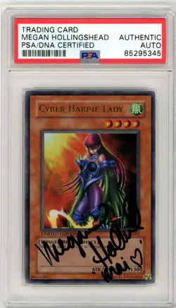 PSA Signed Megan Hollingshead Yu-Gi-Oh! TCG Cyber Harpie Lady SP1-EN001 - Image 1