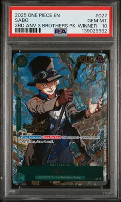 2025 ONE PIECE 3RD ANV TOURNAMENT 3 BROTHERS PACK WINNER #027 SABO PSA 10 - Image 1