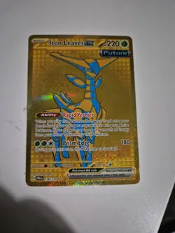 NM! Iron Leaves ex (176/131) Prismatic Evolutions Gold Hyper Rare Pokemon Card! - Image 1