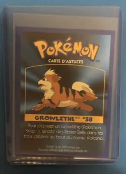 1999 Pokemon Kelloggs Cereal Game Tip Card Growlithe #58 - Image 2