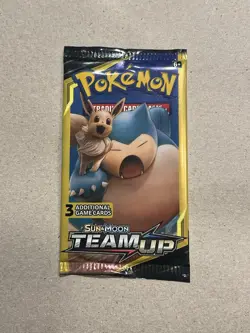 Pokemon TCG Sun & Moon Team Up 3-Card Booster Pack Snorlax And Eevee Artwork - Image 1