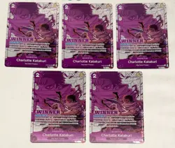 One Piece Charlotte Katakuri Winner (5x) Cards Vol. 3 Promo + 3 Marco Release W - Image 1