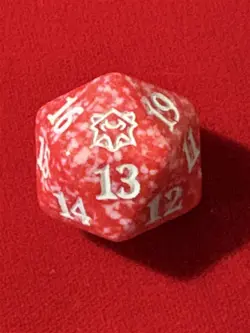 mtg d20 Spindown dice, Lorehold Strixhaven School of Mages, Red and White - Image 1