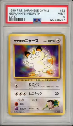 1999 Pokemon Japanese Gym 2 Giovanni's Meowth #52 PSA 9 - Image 1