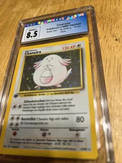Pokemon Chaneira Chansey Holo 3/102 1st Edition Base Set German CGC 8.5 NM/MINT - Image 2