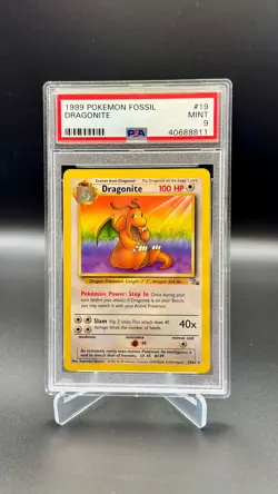 1999 Pokemon Fossil Dragonite #19 Non-Holo Rare PSA 9 MINT (Unlimited) - Image 1