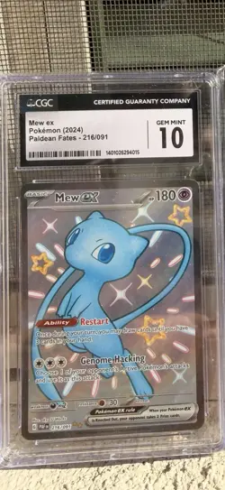 2024 POKEMON CGC 10 MEW EX 216/091 PALDEAN FATES SHINY ULTRA RARE HOLO - Image 1