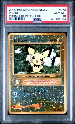 2000 POKEMON JPN NEO 2 PROMO REVERSE FOIL #172 PICHU PSA 10 - Image 1
