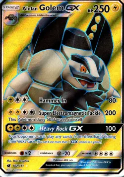 Pokemon TCG Alolan Golem GX 102/111 Crimson Invasion Ultra Rare - Image 1