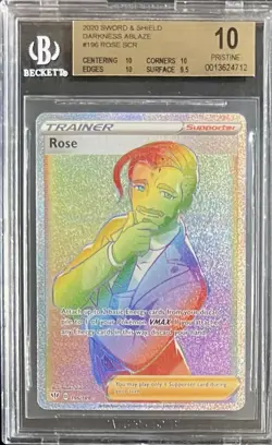2020 POKEMON SWORD SHIELD DARKNESS ABLAZE FULL ART SCR #196 ROSE BGS 10 PRISTINE - Image 1