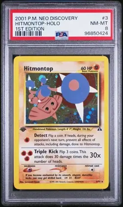 2001 Pokemon Neo Discovery 3 Hitmontop Holo 1st Edition PSA 8 Nm Mt - Image 1