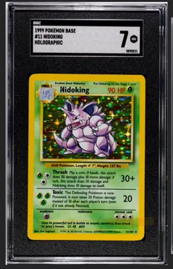1999 Pokemon Base Set Nidoking #11 Holo Holographic SGC 7 NM - Image 1