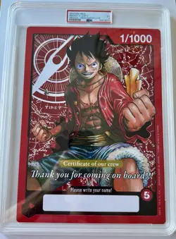 2023 One Piece Monkey D. Luffy Original Crew Certificate PSA 5 Jumbo Oversized - Image 1