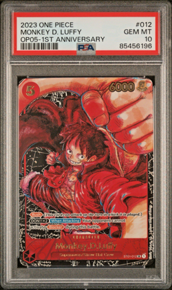 PSA 10 2023 One Piece MONKEY D LUFFY Alternate Art #ST01-012 1st Anniversary EN - Image 1