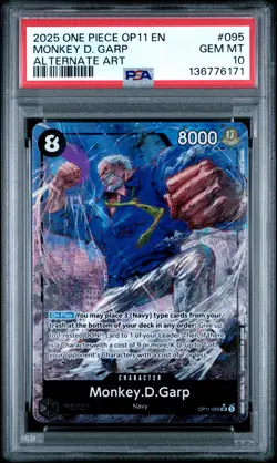 2025 ONE PIECE OP11-A FIST OF DIVINE SPEED ALTERNATE ART MONKEY D. GARP PSA 10 - Image 1