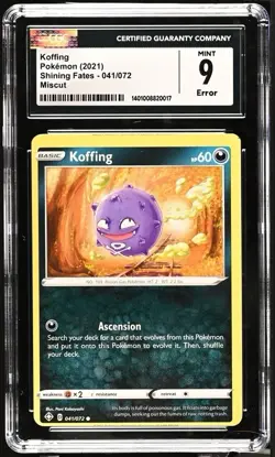 CGC 9 Koffing 041/072 Shining Fates MISCUT Error Pokemon Card - Image 1