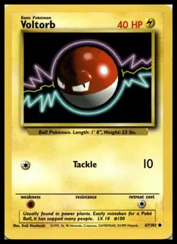 Voltorb 067/102 Base Set Pokemon Card Vintage WOTC | LP - Image 1