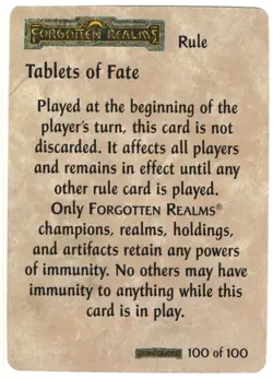 Spellfire CCG Forgotten Realms card #100 of 100 Tablets of Fate - Image 1