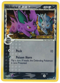 Nidoran (M) 57/101 EX Dragon Frontiers Reverse Holo Rare Stamped Pokemon Card - Image 1