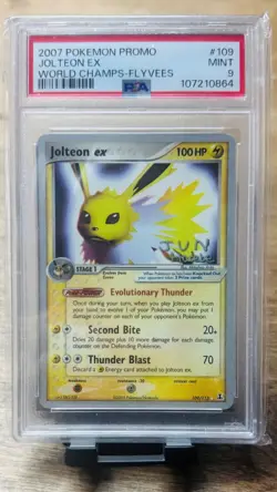 2007 Pokemon Card Jolteon ex 109/113 PSA 9 MINT World Championship Promo RARE - Image 1