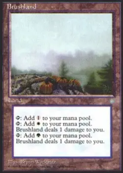 MTG Brushland, Ice Age, Heavily Played, English - Image 1