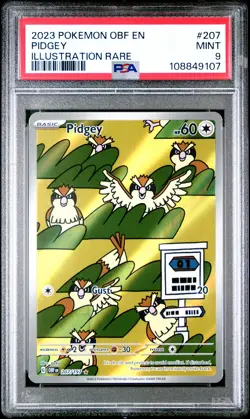 2023 POKEMON OBF EN-OBSIDIAN FLAMES ILLUSTRATION RARE #207 PIDGEY PSA 9 - Image 1