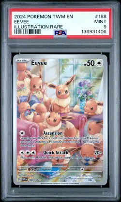 2024 POKEMON TWM EN TWILIGHT MASQUERADE 188 EEVEE ILLUSTRATION RARE PSA 9 - Image 1