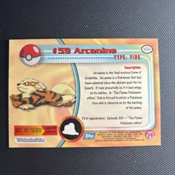 1999 Pokemon Topps Arcanine 59 Ungraded NM or Better - Image 2