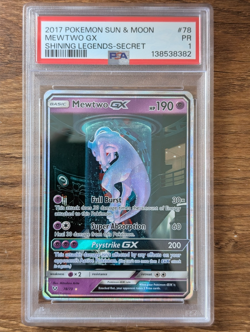 2017 Pokemon SM Sun Moon Shining Legends PSA 1 Mewtwo GX #78 Secret FRESH SLAB - Image 1