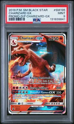 2019 POKEMON SM BLACK STAR PROMO #SM195 CHARIZARD GX PSA 9 - Image 1
