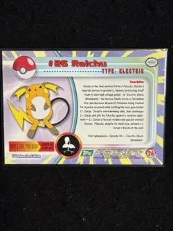 Raichu #26 1999 Topps Pokemon TV Animation Edition Series 1 - Image 2