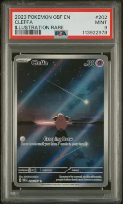 2023 POKEMON OBF EN-OBSIDIAN FLAMES ILLUSTRATION RARE #202 CLEFFA PSA 9 - Image 1