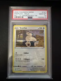 Pokemon Snorlax KO Tin Holo Rare #141 PSA 10 Gem Mint - Image 1