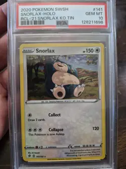 2020 Pokemon Snorlax Holo RCL '21 SNORLAX KO TIN #141 PSA 10 GEM POP 42 🔥🔥🔥 - Image 1