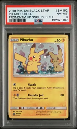 PSA 8 POKEMON TEAM UP SM BLACK STAR PROMO PIKACHU Mimikyu #SM162 HOLO NM Mint - Image 1