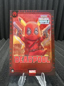 Deadpool (Pikachu) #E1 - Red Holo - Heros & Villains Flash Edition Pokemon - Image 1