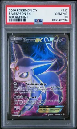 2016 POKEMON XY BREAKPOINT #117 FULL ART/ESPEON EX PSA 10 - Image 1