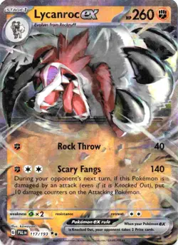 Lycanroc ex #117/193 Holo Rare Pokemon TCG Paldea Evolved - Image 1