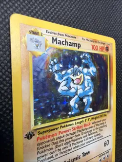 1999 Pokemon MACHAMP Base Set 1ST EDITION HOLO Foil Rare Card 8/102 - Image 3