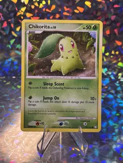 Chikorita 77/123 D&P Mysterious Treasures Pokemon Card Non Holo Common - MP - Image 1