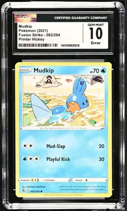 CGC 10 Mudkip 062/264 Fusion Strike Repeated Ink Error Misprint Pokemon Card - Image 1