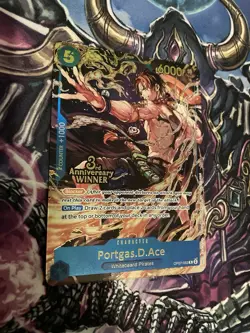 One Piece Card Game Portgas D. Ace 3rd Anniversary Winner Promo Card NM English - Image 1