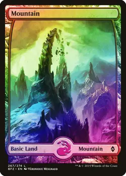 Mountain (267) FOIL Battle for Zendikar NM Extended / Full Art CARD ABUGames - Image 1