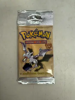 1999 Pokemon WOTC Fossil Booster Pack Long Crimp Aerodactyl Art Factory Sealed 742818061599 - Image 1