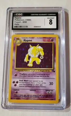 Vintage WOTC CGC 8 Hypno 1999 Fossil 8/62 Holo Pokemon Card - Image 1