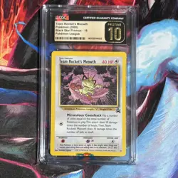 TEAM ROCKET’S MEOWTH Pokemon Card WOTC Black Star Promo - #18 - CGC 10 PRISTINE - Image 1